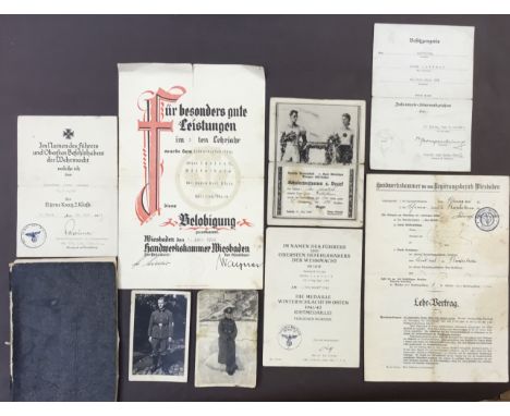 A large and impressive group of WW2 German Wehrmacht casualty documents, including a diary, and photographs relating to the s