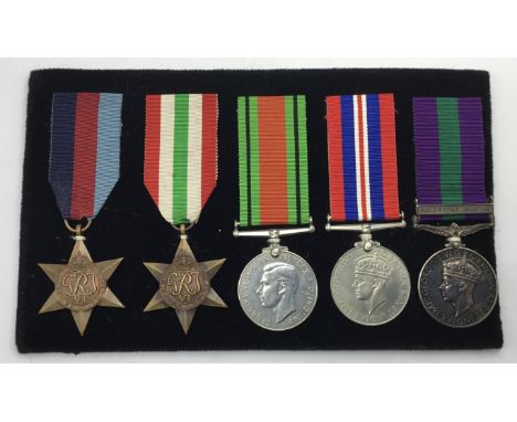 A WW2 and General Service Medal group, awarded to 14485958 Pte R. Minshull of the 2nd Battalion North Staffordshire Regiment.
