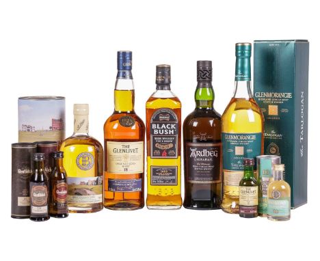 A collection of single malt and other Whisky, mostly boxed, comprising: Glenmorangie Tarlogan Edition 700ml, Bruichladdich Li