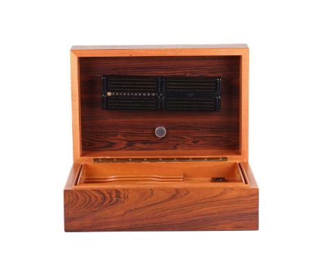 A Davidoff Walnut Humidor, 35cm wide x 14cm x 23cm, with lift-out tray.Slight scratching to case, but structurally sound