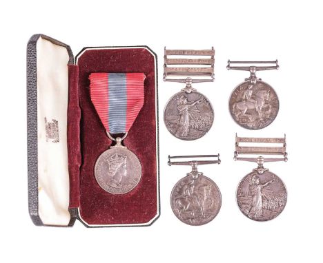 A mixed collection of medals, comprising: Victorian South Africa medal, named to 6268 Pte. T Taggart, A &amp; S Highlanders, 