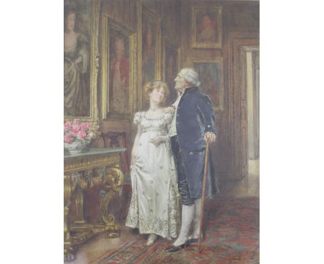 GEORGE GOODWIN KILBURN (1839-1924); watercolour, 'Her Mother's Portrait', 39 x 30cm, framed and glazed.