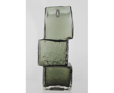 GEOFFREY BAXTER FOR WHITEFRIARS GLASS; a 'Drunken Bricklayer' vase decorated in the pewter colourway, with original label, he