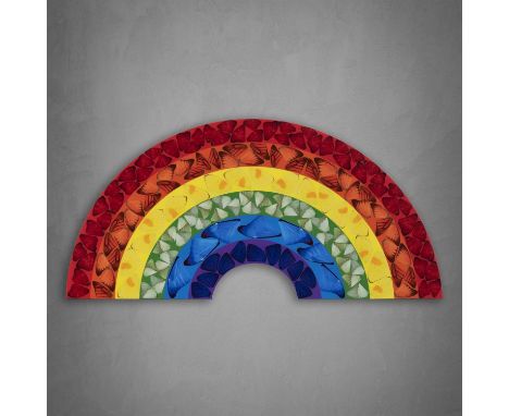 Damien Hirst (British 1965-), 'Butterfly Rainbow (Small)', 2020, laminated giclée print on aluminium composite panel, stamp s