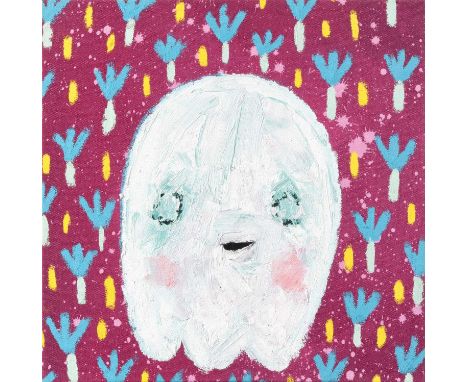 Adam Handler (American 1986-), 'Folk Ghost', 2021, unique oil stick and acrylic on canvas, signed, titled and dated to the ca