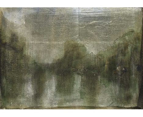 Richard Hambleton (Canadian 1952-2017), 'Green Landscape', 1997, framed masonite panel using aluminium leaf with green gloss 