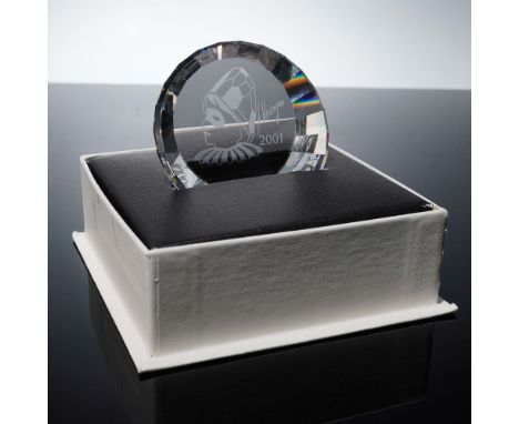 This limited edition Swarovski crystal paperweight was released in 2001 to accompany the Harlequin annual edition. The clear,
