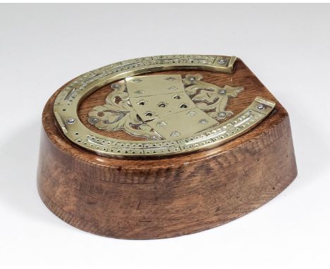A Victorian oak and brass mounted cribbage board by D. & A., fitted drawer with stirrup pattern handle, 5.5ins x 6.25ins x 2.