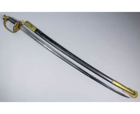 A 20th Century United States Marine Officer's sword by Hilborn Hamburger of New York, the 32ins polished and engraved blade (