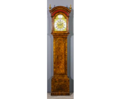 A mid 18th Century walnut longcase clock by William Dowell Swan of Margate, the 12ins arched brass dial with wide silvered ch