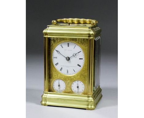 A late 19th Century French carriage clock, No. 4031, retailed by John Walker, 68 Cornhill and 230 Regent Street, London, the 