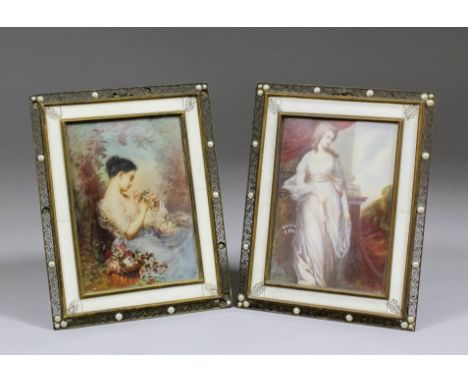 After Thomas Gainsborough (1727-1788) - Miniature full length portrait of Georgina, Duchess of Devonshire, 5.5ins x 4ins, in 