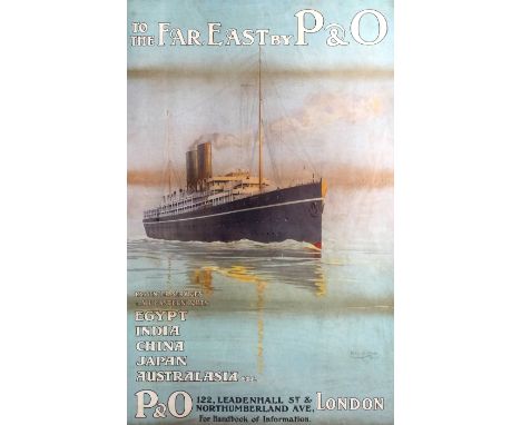 R.G.W. Bush - Lithograph - "P & O" poster - "To the Far East by P & O", printed by Andrew Reid & Co, 50 Gray Street, Newcastl