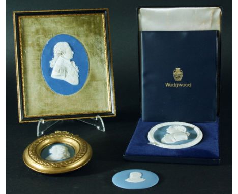 EARL OF ST VINCENT, a Wedgwood dipped blue jasper portrait medallion by Vaere, impressed marks, 10cm x 7.5cm; together with M