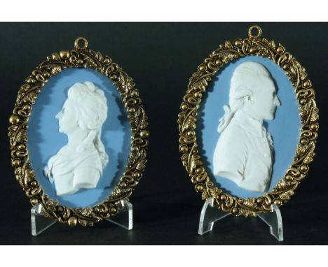 COMTE AND COMTESSE MEERMAN, A PAIR OF WEDGWOOD PORTRAIT MEDALLIONS, incised titles, modelled by John Flaxman, impressed facto