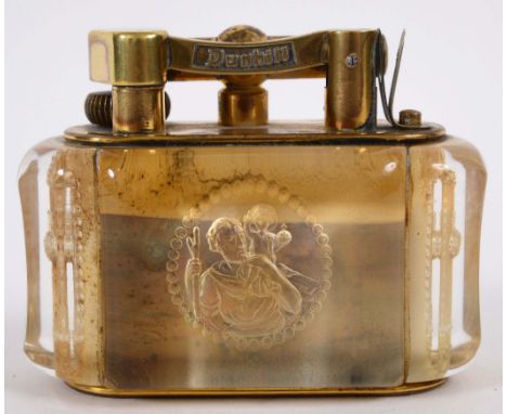 DUNHILL AQUARIUM LIGHTER - ST CHRISTOPHER an unusual Aquarium lighter, with St Christopher on both sides and an Orb on both s