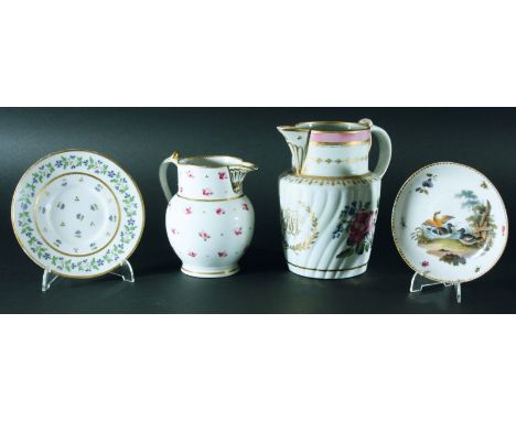 CHAMBERLAIN'S WORCESTER JUG, dated Dec 17 1802, decorated with a gilt monogram flanked by floral sprays, gilt marks to base, 
