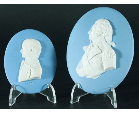 VISCOUNT NELSON, a Wedgwood blue jasper portrait medallion, modelled by Vaere, repaired rim visible verso, impressed marks, 1