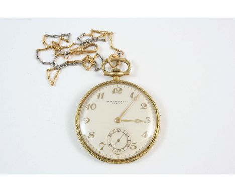 AN 18CT. GOLD OPEN FACED POCKET WATCH BY HAAN NEVEUX & CO. the signed circular dial with Arabic numerals and subsidiary secon