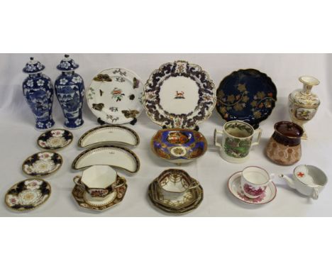 Selection of ceramics, including two blue and white Chinese vases with Kangxi marking (one with damage/repair), Noritake bowl