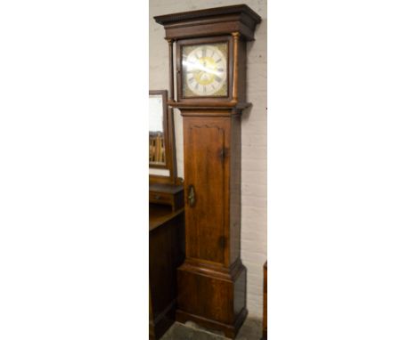 18th century 30 hour longcase clock by William Bull of Leicester with chain driven mechanism &amp; silver &amp; brass dial in