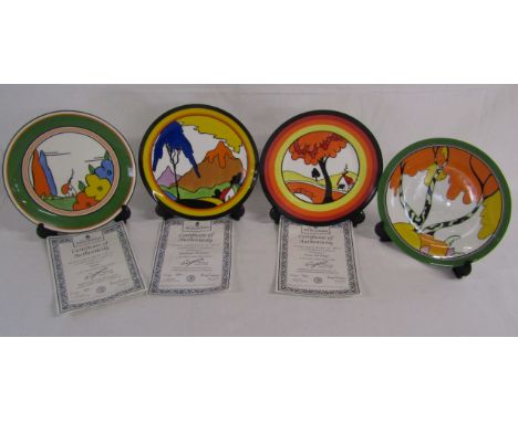 4 Clarice Cliff Wedgwood limited edition plates - Bizarre 'Honolulu' D455 - Fantastique 'House and Bridge' 88K/5000 - Bizarre