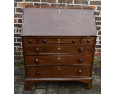 Georgian mahogany bureau on bracket feet, W92cm x H106cm x D48cm&nbsp;