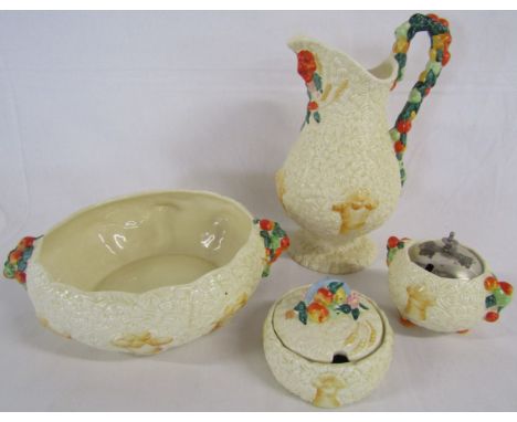 Clarice Cliff Celtic Harvest jug, bowl and 2 lidded pots&nbsp;