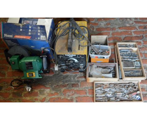 Fern FSNC - 200/150 bench grinder, Topweld 140 electric welder, drill, die &amp; taps