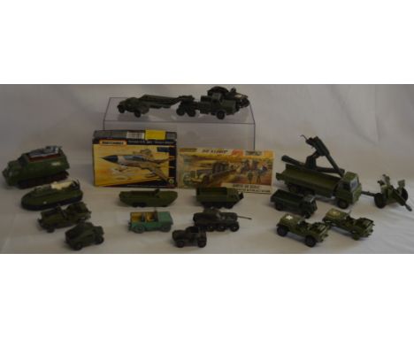 Quantity of Dinky military vehicles, including Dukw Amphibian, Matchbox Tornado G.R Mk1 "Desert Storm" model kit and an Airfi