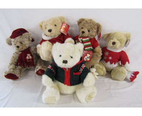 5 Harrods teddy bears - 1999, 2006, 2008, Maxwell Bear 2009 and Archie bear 2010