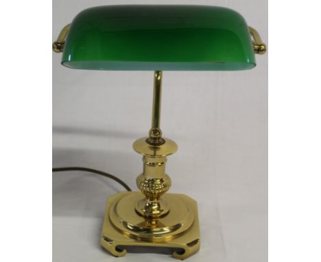 Library table lamp with green shade, height 36cm