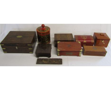 Selection of wooden boxes, including Victorian box, jewellery box, Fortnum &amp; Mason Georgian style wooden caddy with earl 