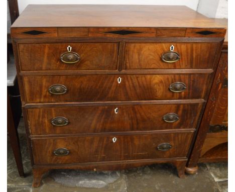 Georgian caddy top chest of drawers with inlaid parquetry decoration &amp; splayed bracket feet (NB it has been cut into two 