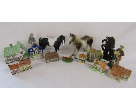 Playschool tea light burner, Victorian pottery pastille burner, cottage ornaments, Leonardo country life horse, ceramic Shire