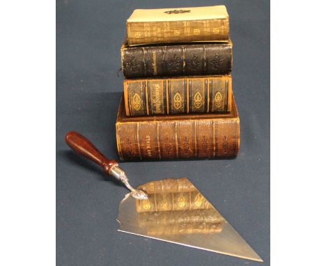 Silver plated presentation trowel (with inscription relating to St Winifred's Church Cantley 1988), 2 Victorian leather bound