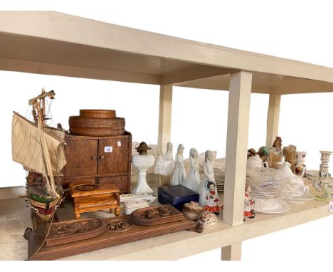 Royal Worcester Holly Ribbons, carved ornate book holder, figurines, etc.