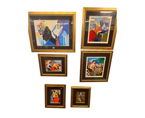 Tarkay, Itzchak, set of five framed serigraphs, all with COA's, and Levi Dorit, The Cellist, serigraph with COA.