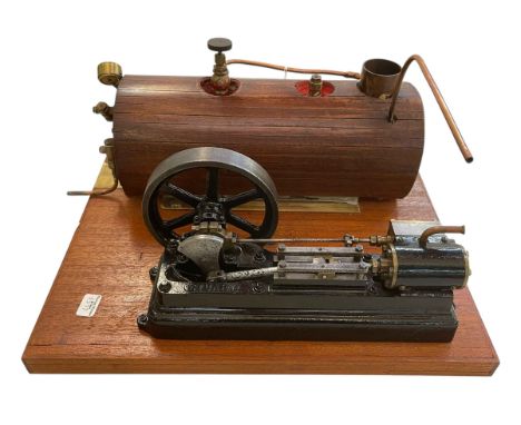 Stuart S50 model steam engine with scratch-built gas fired steam boiler.