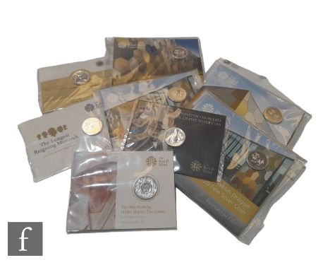 Ten Elizabeth II Royal Mint silver twenty pound coins each mounted on card as follows, five Welsh Dragon 2016, 2017 x 2, 2018