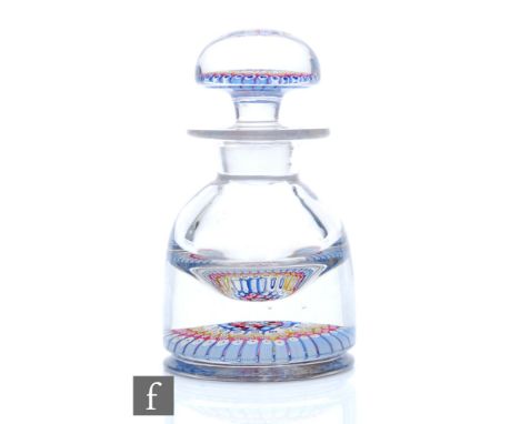 An early 20th Century James Powell and Sons/Whitefriars glass inkwell, of footed domed form with short collar neck, internall
