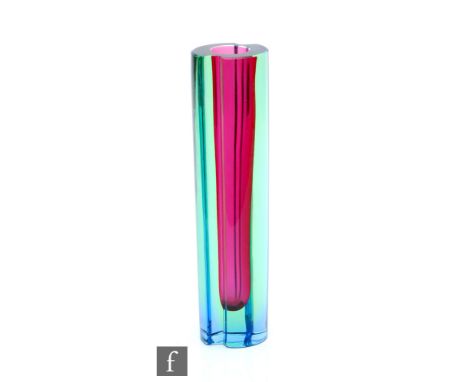 A mid Century 20th Century Czechoslovakian Novy Bor sommerso glass vase by&nbsp;Maria Stahlikova, circa 1960, of sleeve with 
