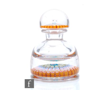 A John Walsh Walsh large inkwell, of domed form with short collar neck, internally decorated with a central complex cane surr