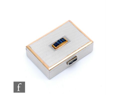 A 1930s/1940s Art Deco Van Cleef and Arpels&nbsp;styptor rectangular box with engine turned decoration to the whole with gold