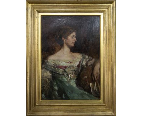EDWARD ARTHUR WALTON RSA PRSW (1860 - 1922),THE PORTRAIT OF JANE BURYoil on canvas, signedimage size 84cm x 59cm, overall siz