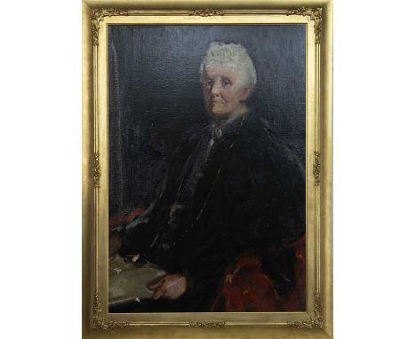 ROBERT BROUGH RSA (SCOTTISH 1872 - 1905),PORTRAIT OF A LADYoil on canvasimage size 96cm x 66cm, overall size 117cm x 85cm Fra