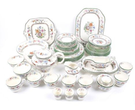 A vintage Copeland Spode 'Chinese Rose' dinner and tea service. Earlier and later examples, including a teapot, nine cups, sa