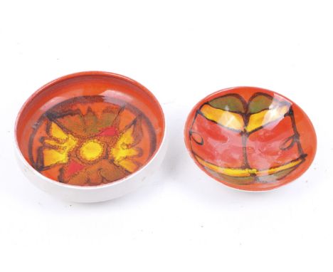 Two mid-century Poole Pottery Delphis bowls. Max. D17cm