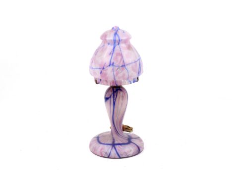 An early 20th century continental glass mushroom lamp and shade. With nickel-plated light fitting, H37cm Condition Report: Th