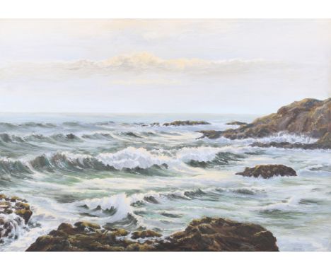John A Hawkey 20th century, oil on board. Depicting a seascape, signed 'Hawkey', lower right, 50cm x 70cm